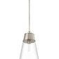 Z-Lite Wentworth 12" 1-Light Brushed Nickel Pendant Light With Clear Glass Shade