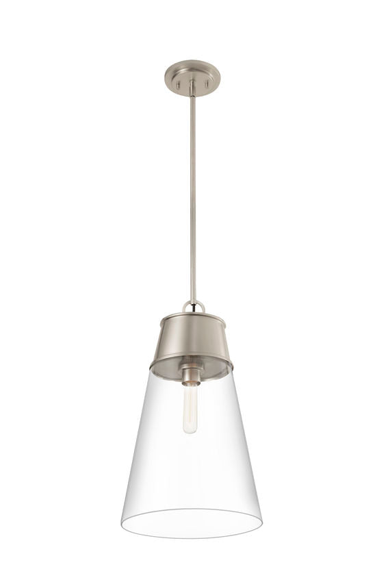 Z-Lite Wentworth 12" 1-Light Brushed Nickel Pendant Light With Clear Glass Shade