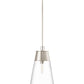 Z-Lite Wentworth 12" 1-Light Brushed Nickel Pendant Light With Clear Glass Shade