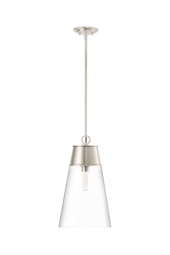 Z-Lite Wentworth 12" 1-Light Brushed Nickel Pendant Light With Clear Glass Shade