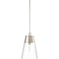 Z-Lite Wentworth 12" 1-Light Brushed Nickel Pendant Light With Clear Glass Shade
