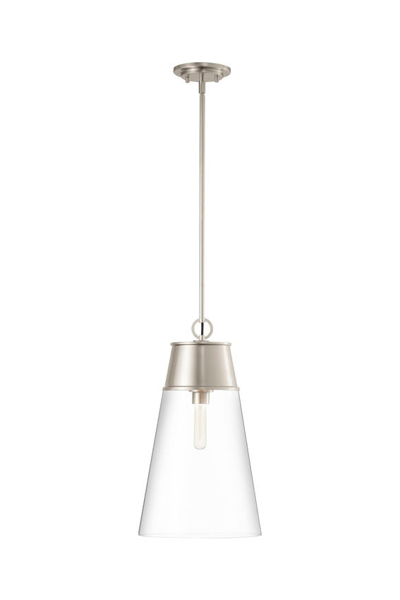 Z-Lite Wentworth 12" 1-Light Brushed Nickel Pendant Light With Clear Glass Shade