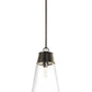 Z-Lite Wentworth 12" 1-Light Matte Black Pendant Light With Clear Glass Shade
