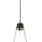 Z-Lite Wentworth 12" 1-Light Matte Black Pendant Light With Clear Glass Shade