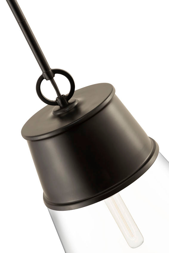 Z-Lite Wentworth 12" 1-Light Matte Black Pendant Light With Clear Glass Shade