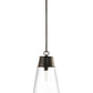 Z-Lite Wentworth 12" 1-Light Matte Black Pendant Light With Clear Glass Shade
