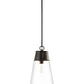 Z-Lite Wentworth 12" 1-Light Matte Black Pendant Light With Clear Glass Shade