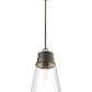 Z-Lite Wentworth 12" 1-Light Plated Bronze Pendant Light With Clear Glass Shade