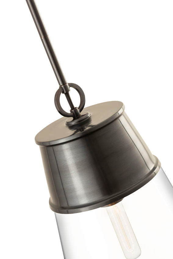 Z-Lite Wentworth 12" 1-Light Plated Bronze Pendant Light With Clear Glass Shade
