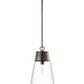 Z-Lite Wentworth 12" 1-Light Plated Bronze Pendant Light With Clear Glass Shade