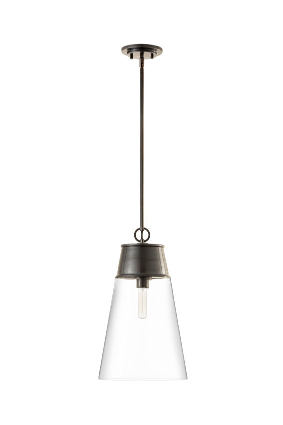 Z-Lite Wentworth 12" 1-Light Plated Bronze Pendant Light With Clear Glass Shade