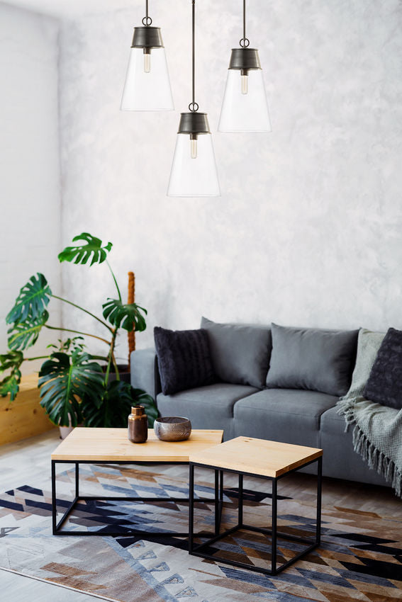 Z-Lite Wentworth 12" 1-Light Plated Bronze Pendant Light With Clear Glass Shade