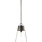 Z-Lite Wentworth 12" 1-Light Plated Bronze Pendant Light With Clear Glass Shade