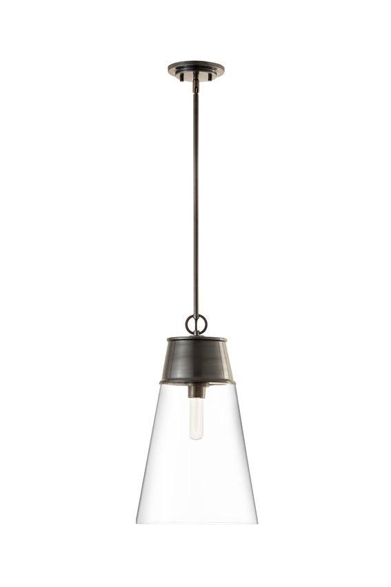 Z-Lite Wentworth 12" 1-Light Plated Bronze Pendant Light With Clear Glass Shade