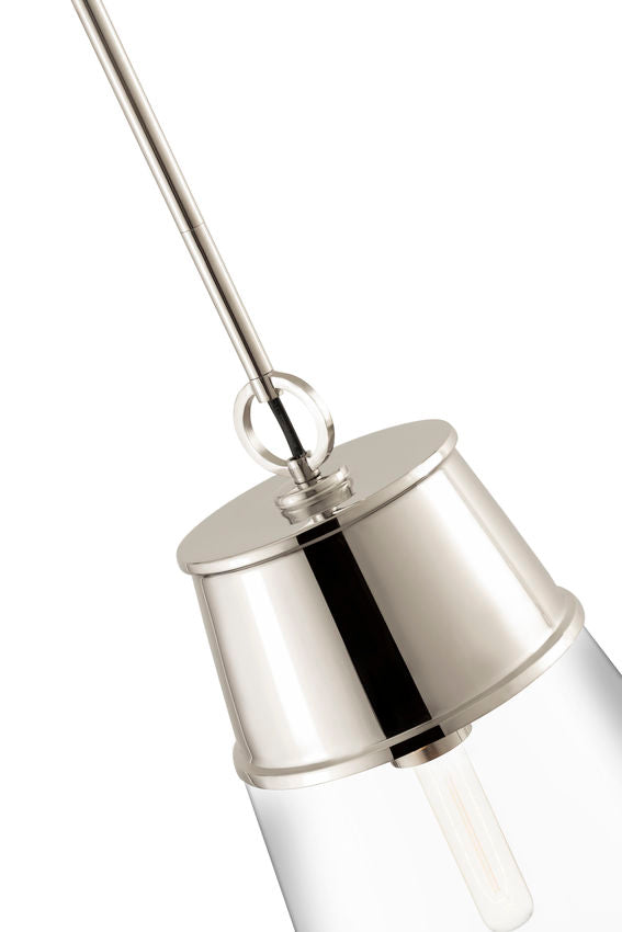 Z-Lite Wentworth 12" 1-Light Polished Nickel Pendant Light With Clear Glass Shade