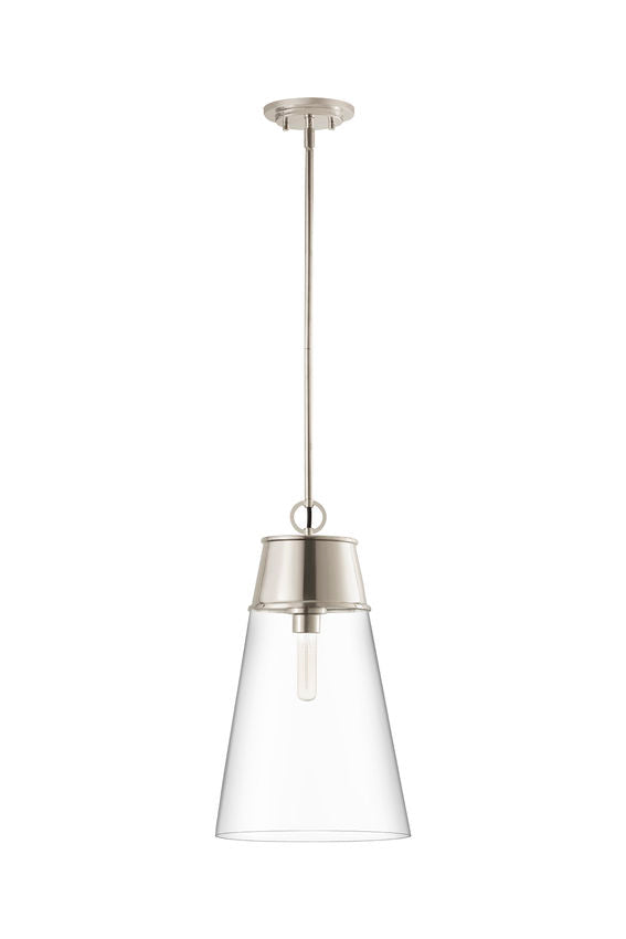 Z-Lite Wentworth 12" 1-Light Polished Nickel Pendant Light With Clear Glass Shade