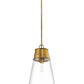 Z-Lite Wentworth 12" 1-Light Rubbed Brass Pendant Light With Clear Glass Shade