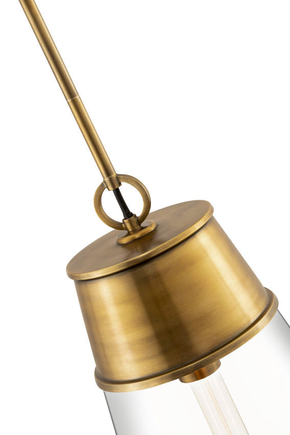 Z-Lite Wentworth 12" 1-Light Rubbed Brass Pendant Light With Clear Glass Shade