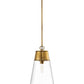Z-Lite Wentworth 12" 1-Light Rubbed Brass Pendant Light With Clear Glass Shade