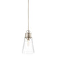 Z-Lite Wentworth 8" 1-Light Brushed Nickel Pendant Light With Clear Glass Shade