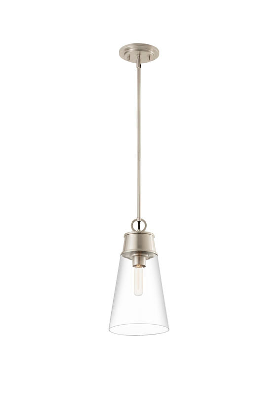 Z-Lite Wentworth 8" 1-Light Brushed Nickel Pendant Light With Clear Glass Shade