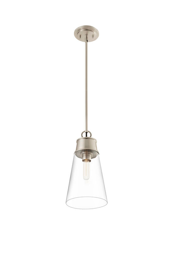 Z-Lite Wentworth 8" 1-Light Brushed Nickel Pendant Light With Clear Glass Shade
