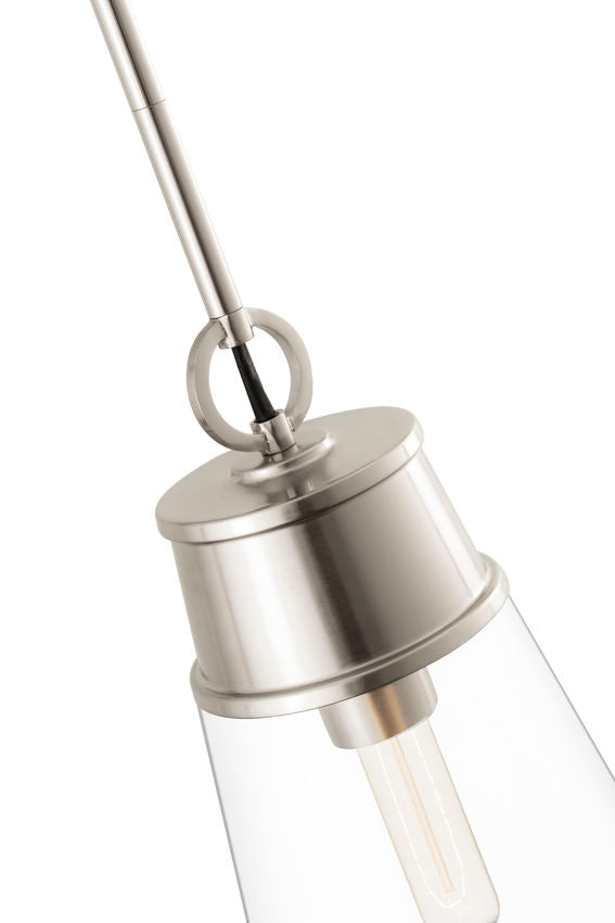 Z-Lite Wentworth 8" 1-Light Brushed Nickel Pendant Light With Clear Glass Shade