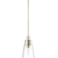 Z-Lite Wentworth 8" 1-Light Brushed Nickel Pendant Light With Clear Glass Shade
