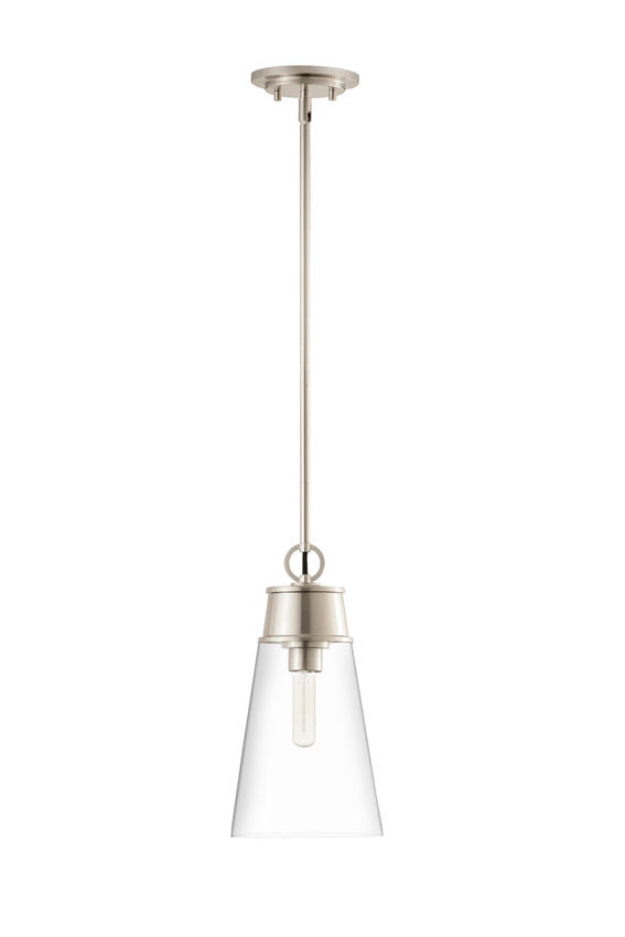 Z-Lite Wentworth 8" 1-Light Brushed Nickel Pendant Light With Clear Glass Shade