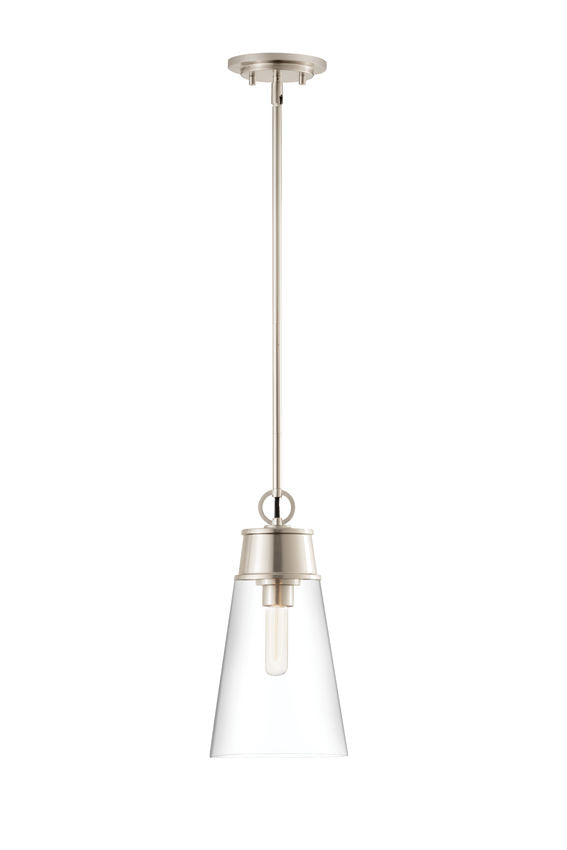 Z-Lite Wentworth 8" 1-Light Brushed Nickel Pendant Light With Clear Glass Shade