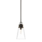 Z-Lite Wentworth 8" 1-Light Matte Black Pendant Light With Clear Glass Shade