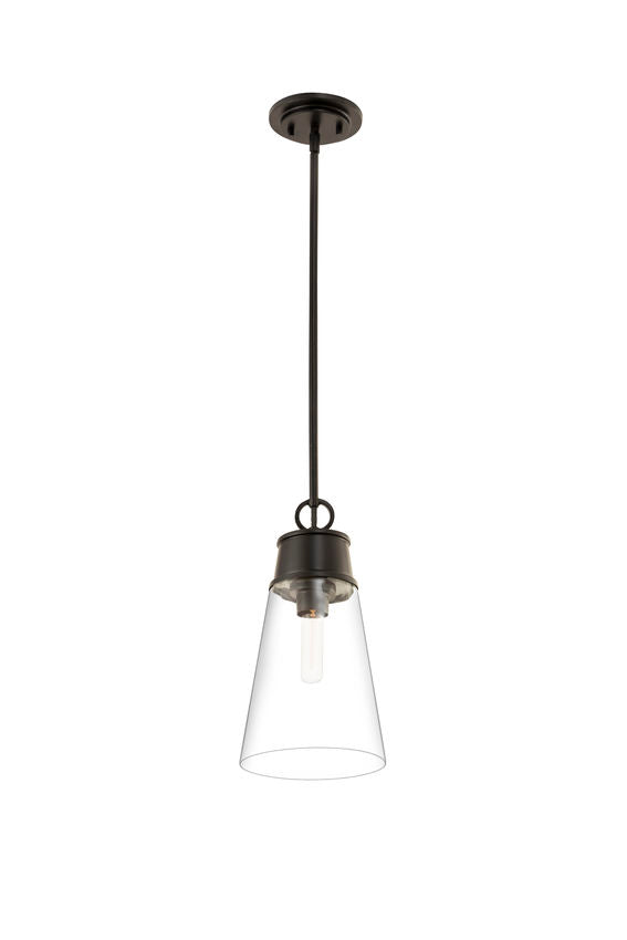 Z-Lite Wentworth 8" 1-Light Matte Black Pendant Light With Clear Glass Shade
