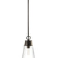 Z-Lite Wentworth 8" 1-Light Matte Black Pendant Light With Clear Glass Shade