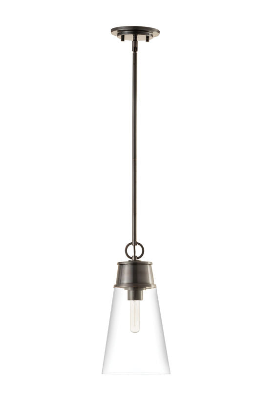Z-Lite Wentworth 8" 1-Light Plated Bronze Pendant Light With Clear Glass Shade