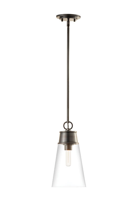 Z-Lite Wentworth 8" 1-Light Plated Bronze Pendant Light With Clear Glass Shade