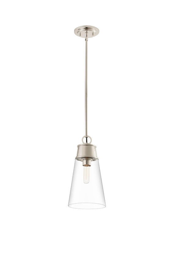Z-Lite Wentworth 8" 1-Light Polished Nickel Pendant Light With Clear Glass Shade
