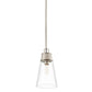 Z-Lite Wentworth 8" 1-Light Polished Nickel Pendant Light With Clear Glass Shade