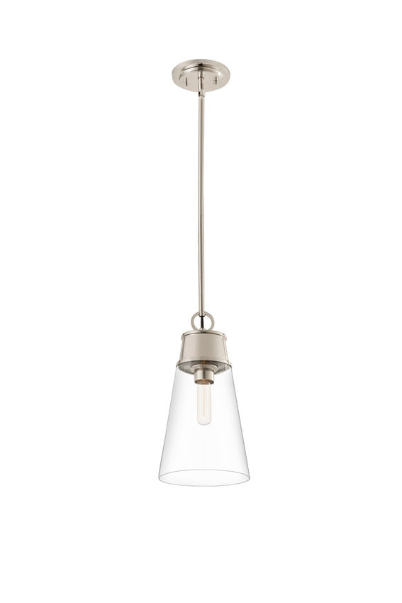Z-Lite Wentworth 8" 1-Light Polished Nickel Pendant Light With Clear Glass Shade