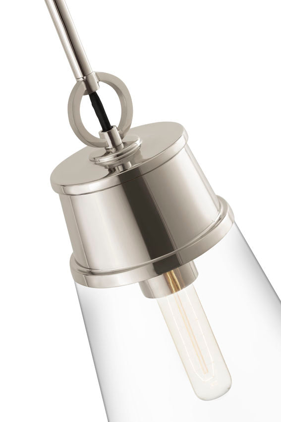 Z-Lite Wentworth 8" 1-Light Polished Nickel Pendant Light With Clear Glass Shade