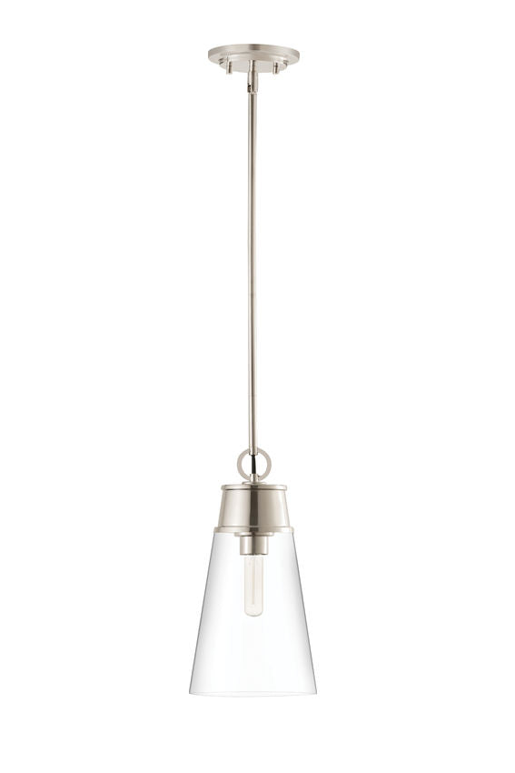 Z-Lite Wentworth 8" 1-Light Polished Nickel Pendant Light With Clear Glass Shade