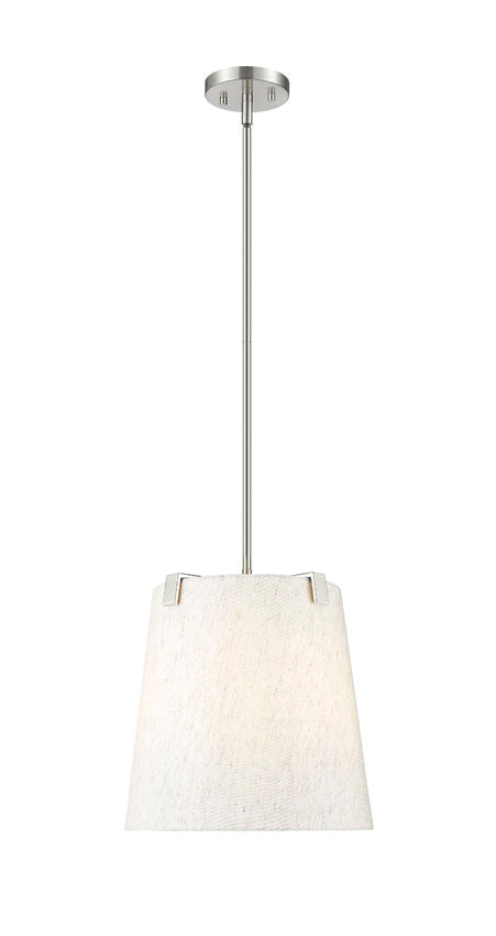 Z-Lite Weston 13" 3-Light Brushed Nickel and Cream Fabric Shade Pendant Light