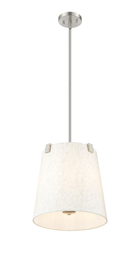 Z-Lite Weston 13" 3-Light Brushed Nickel and Cream Fabric Shade Pendant Light