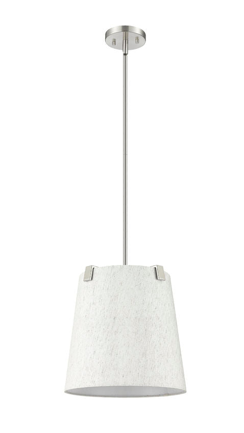 Z-Lite Weston 13" 3-Light Brushed Nickel and Cream Fabric Shade Pendant Light