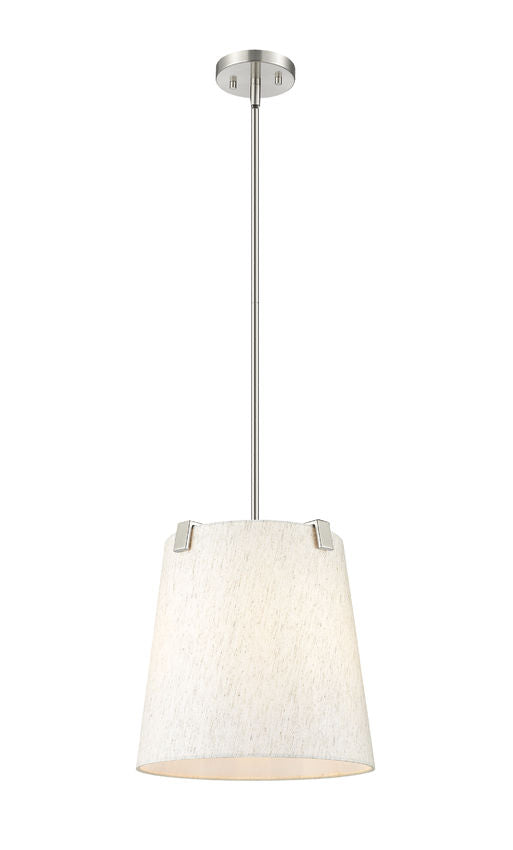 Z-Lite Weston 13" 3-Light Brushed Nickel and Cream Fabric Shade Pendant Light
