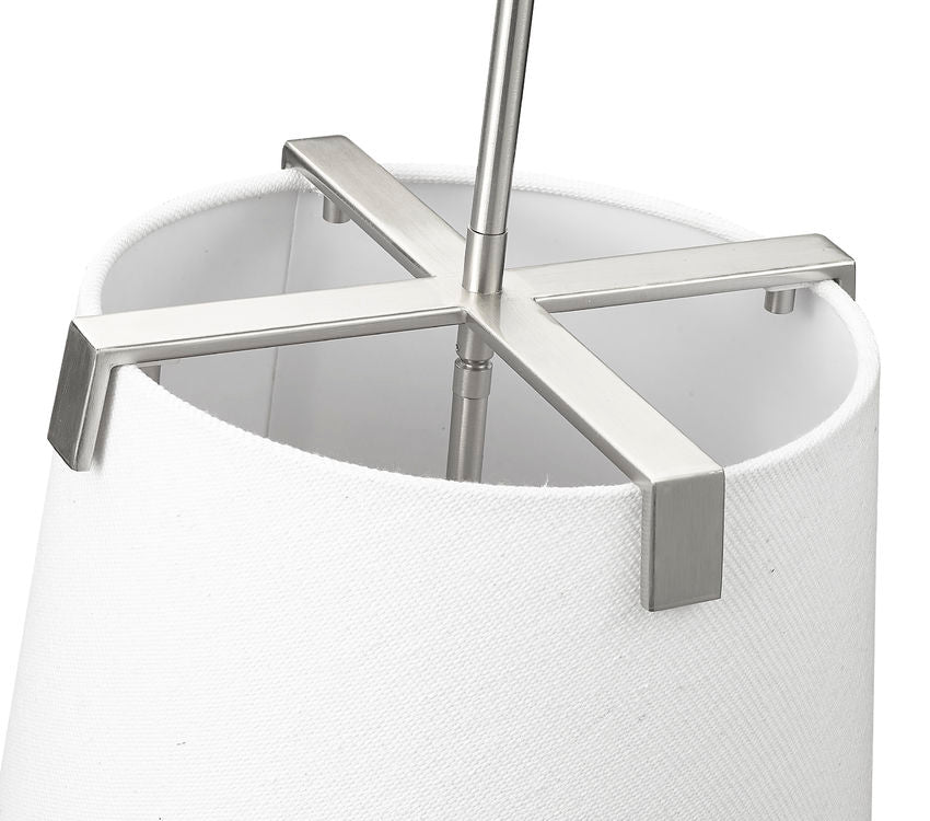 Z-Lite Weston 13" 3-Light Brushed Nickel and White Linen Fabric Shade Pendant Light