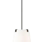 Z-Lite Weston 13" 3-Light Matte Black and White Linen Fabric Shade Pendant Light