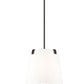 Z-Lite Weston 13" 3-Light Matte Black and White Linen Fabric Shade Pendant Light