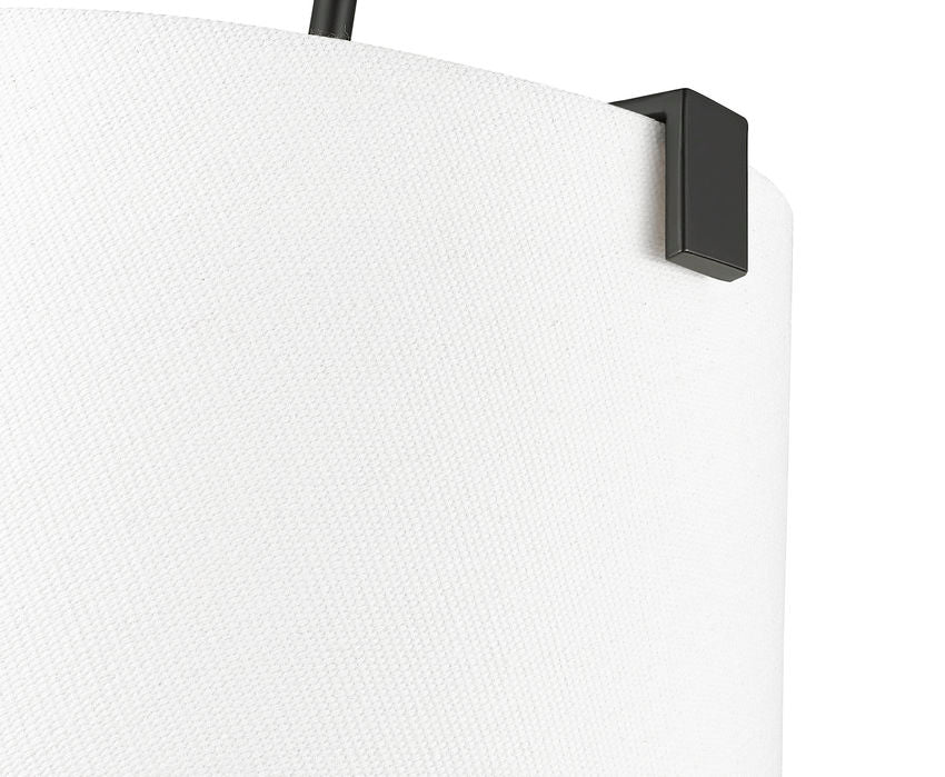 Z-Lite Weston 13" 3-Light Matte Black and White Linen Fabric Shade Pendant Light