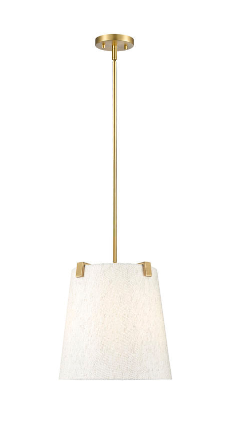 Z-Lite Weston 13" 3-Light Modern Gold and Cream Fabric Shade Pendant Light