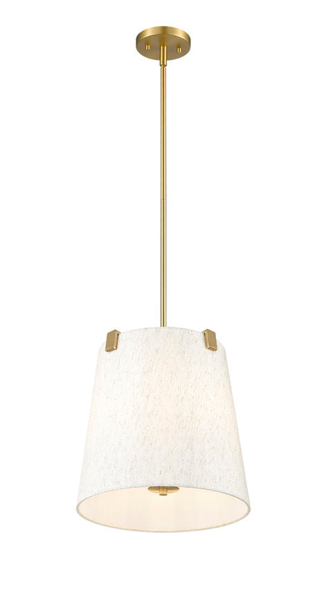 Z-Lite Weston 13" 3-Light Modern Gold and Cream Fabric Shade Pendant Light